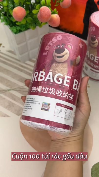 Túi đựng rác gấu dâu - cuộn 100 túi siêu dai