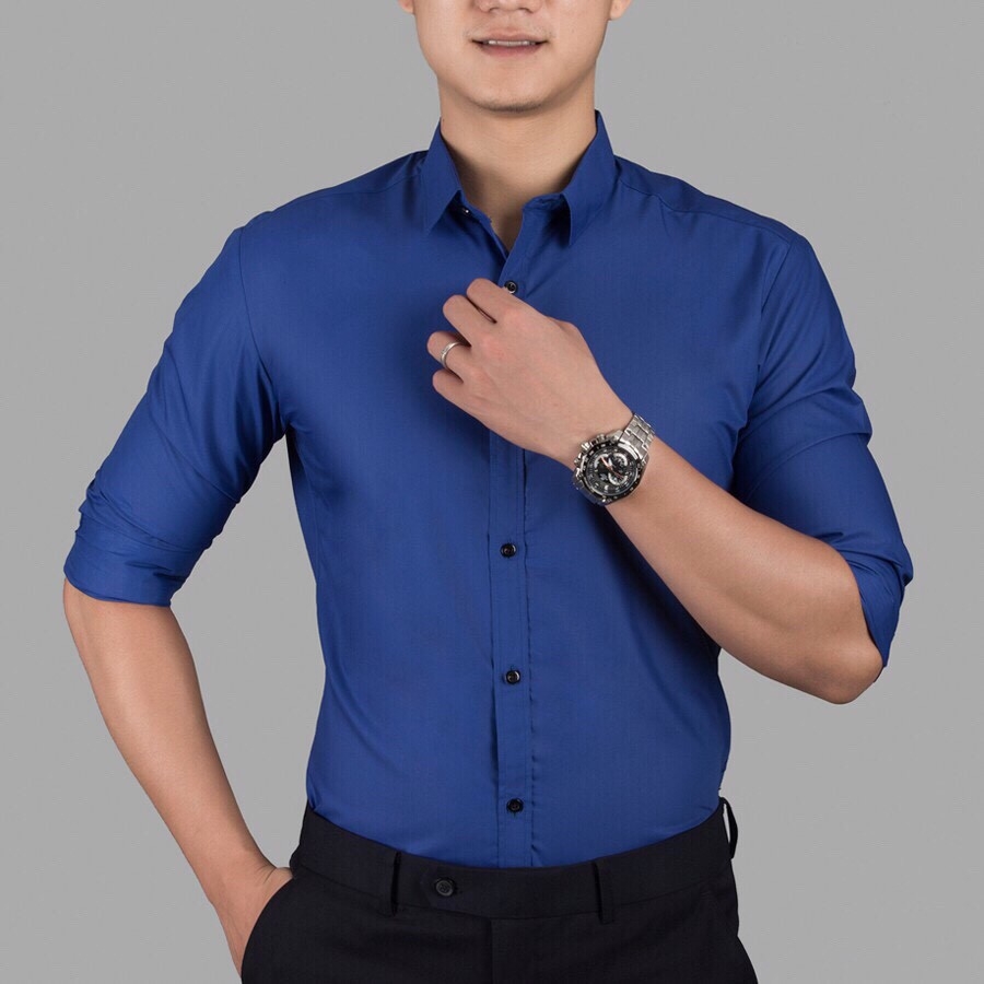 Áo sơmi nam vải lụa nến Thái (màu trắng) chống nhăn