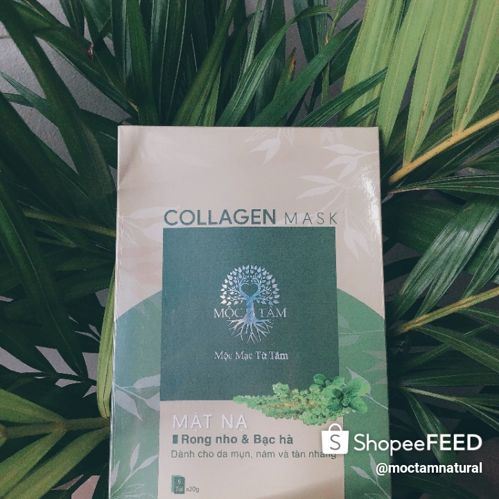 Mặt nạ Collagen Rong nho & Bạc hà ( 1 hộp 5 miếng )