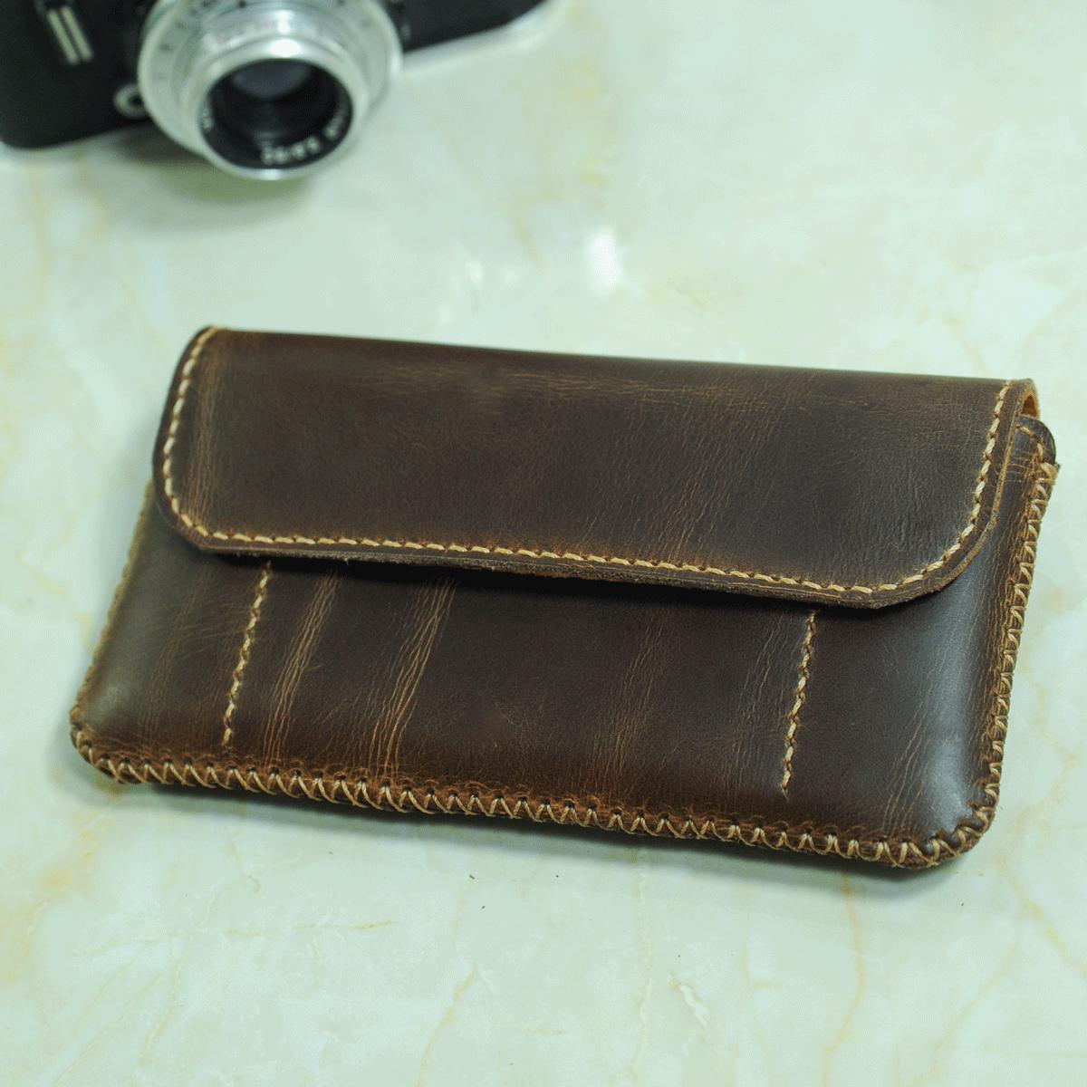 Bao da điện thoại đeo hông có ngăn đựng thẻ cho Iphone 7 Plus - Da bò nhập khẩu - Bao da Handmade VI808