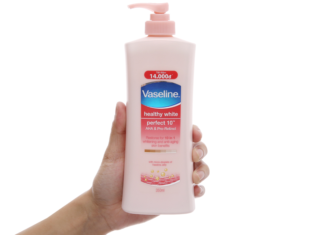 Sữa dưỡng thể trắng da VASELINE HEALTHY WHITE PERFECT 10 IN1 350ML