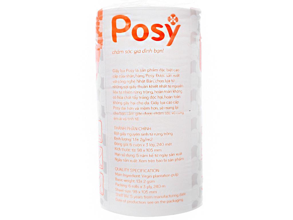 Giấy vệ sinh Posy Premium 3 lớp 6 cuộn/túi
