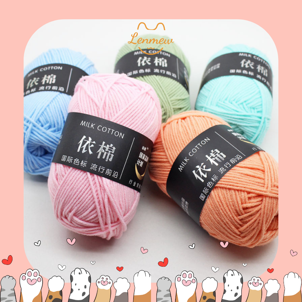 Len Milk Cotton 50G - Cuộn Len Sợi Cotton (Màu 01 - 50)