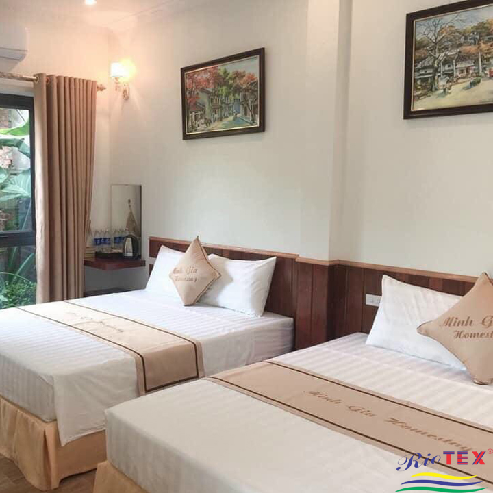 [HCM]Vỏ chăn trắng sọc cho khách sạn-resort