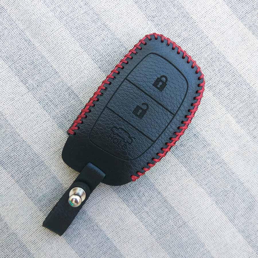 Bao da 3 nút chìa khóa smartkey xe hơi Hyundai (i10 - Tucson – Elantra) (Đen)