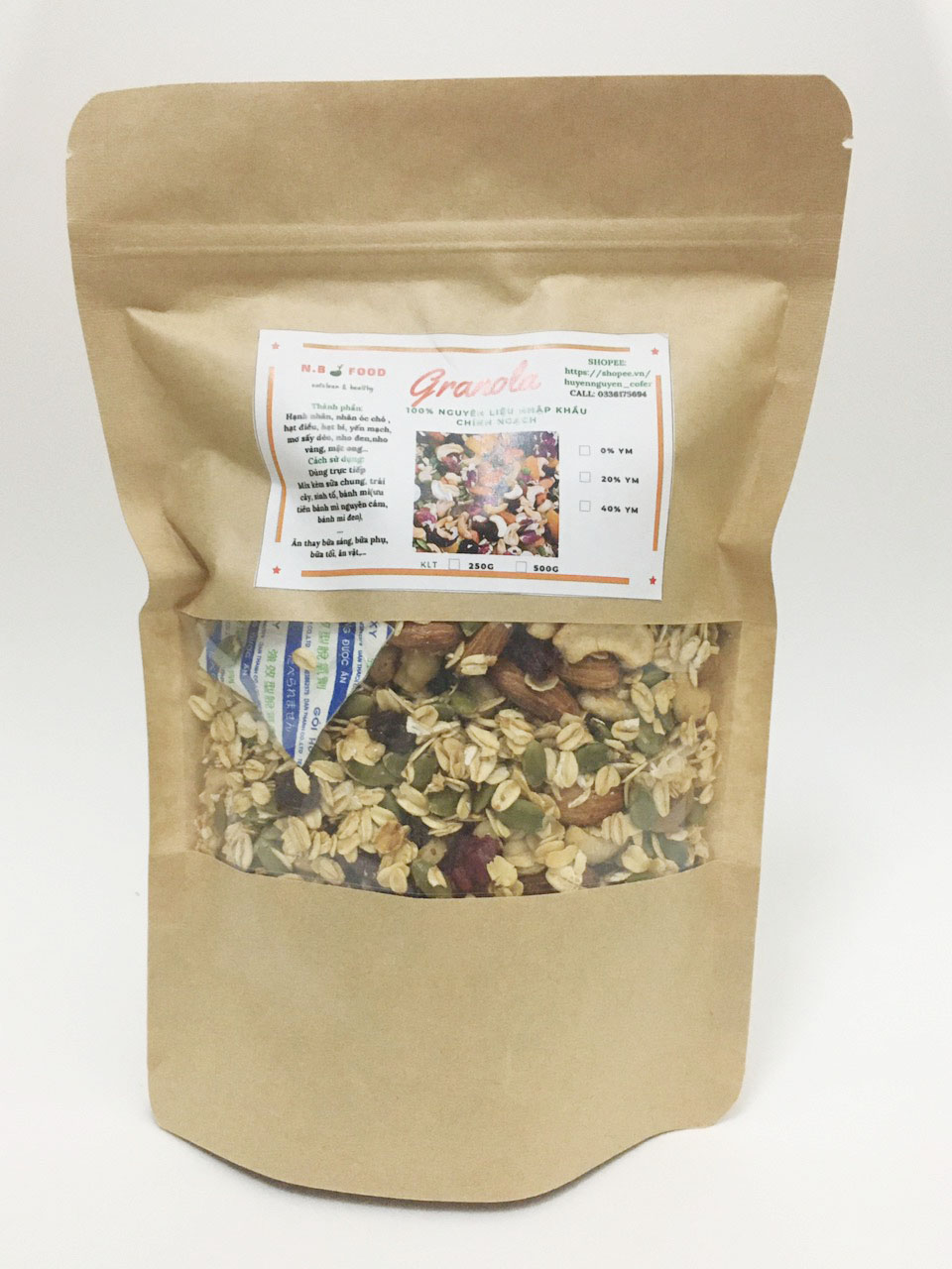 Granola nhiều hạt  - 500g (Ngũ cốc ăn kiêng nguyên hạt)