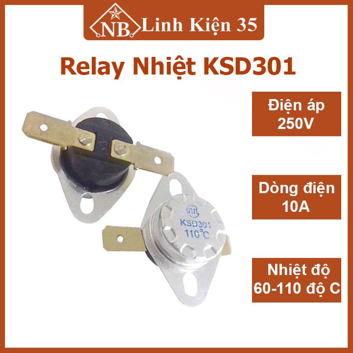 Relay nhiệt ksd301 từ 60°c - 185°c, tự động đóng ngắt dòng điện