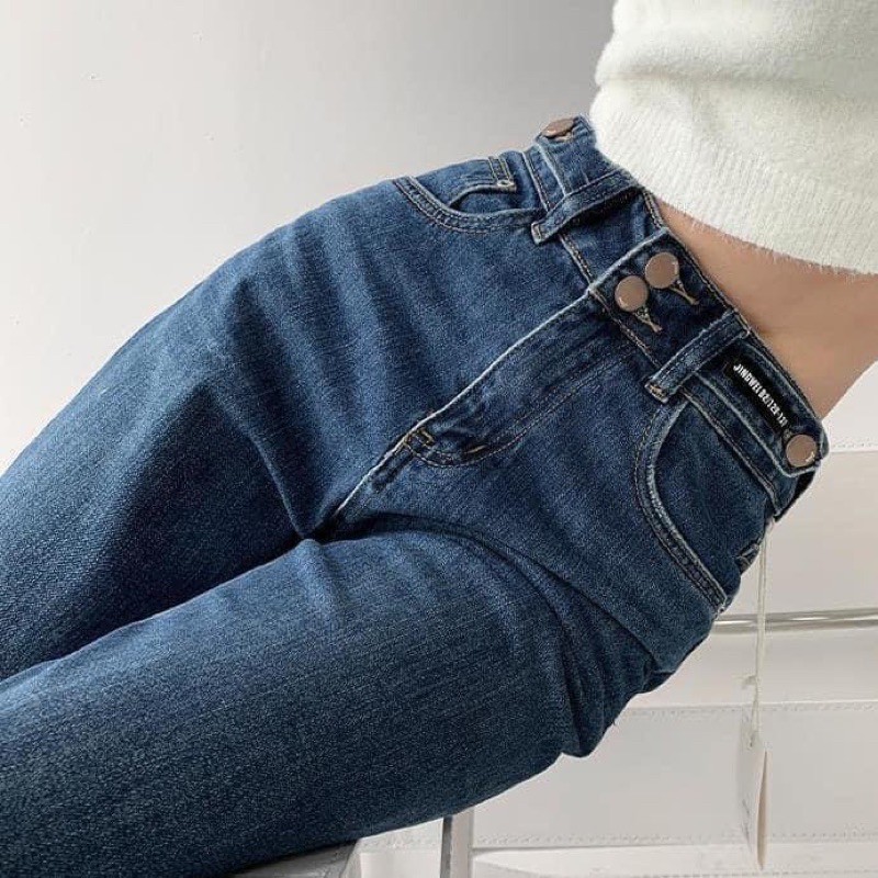 Quần jean 2 cúc đậm cạp cao siêu kèm ảnh thật shop chụp