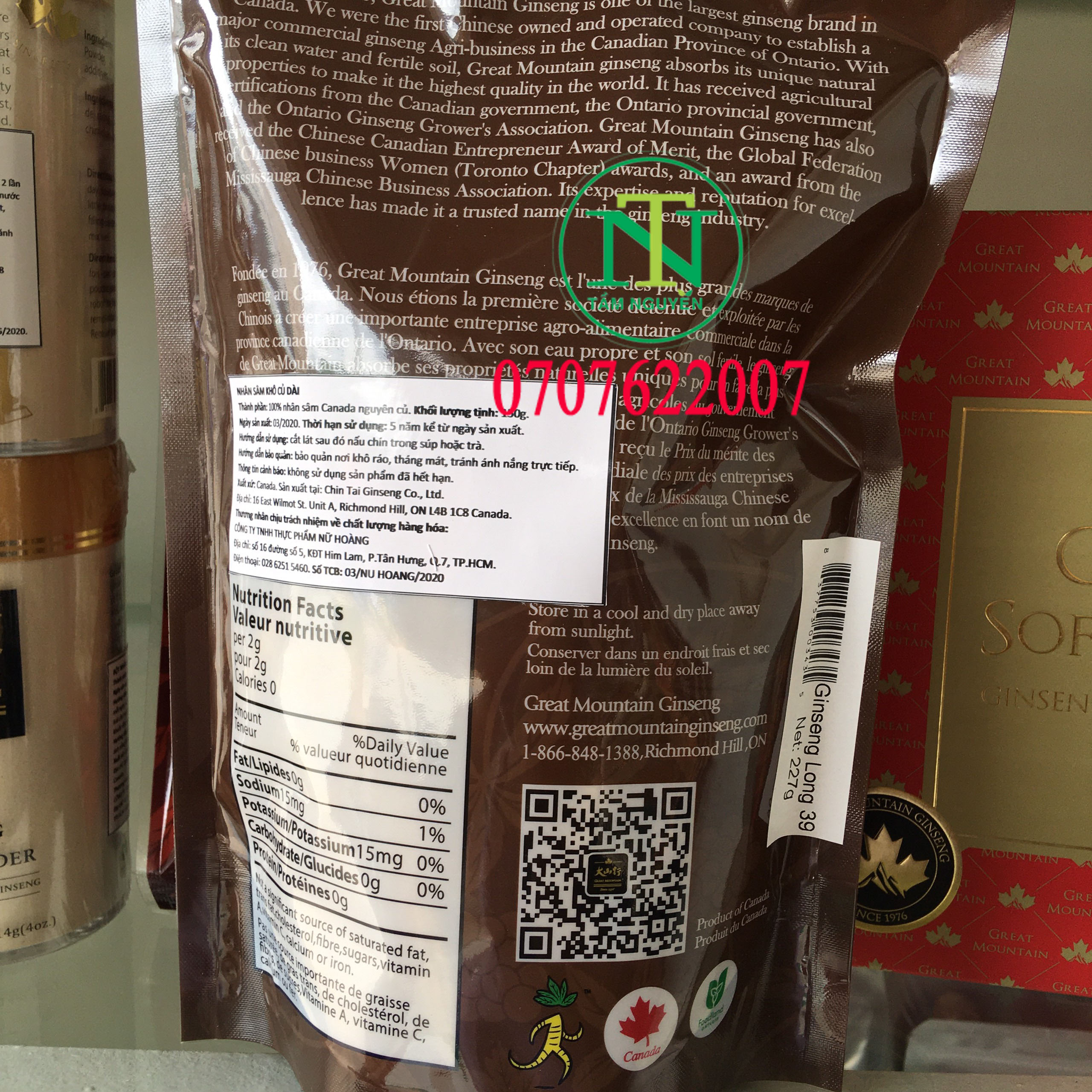 Nhân sâm Canada củ dài 227g
