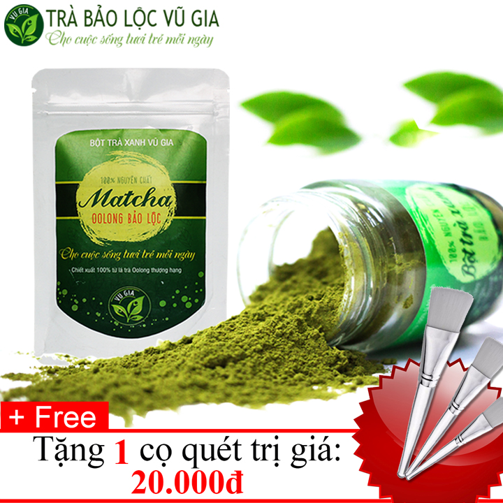 Combo Bột Trà Xanh 100g + Matcha Oolong Sấy Lạnh (50g/túi) - Nguyên Chất Vũ Gia - Tặng Cọ Quét Mặt Nạ - Hỗ trợ quá trình đắp mặt, giúp đánh bay mụn ẩn, tàn nhang thâm nám - Đã được kiểm nghiệm y tế