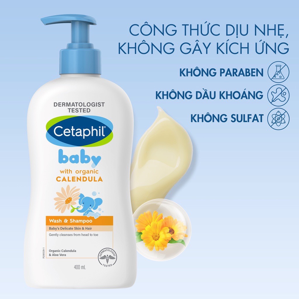Sữa tắm gội cetaphil chai 400ml - 230ml cho bé