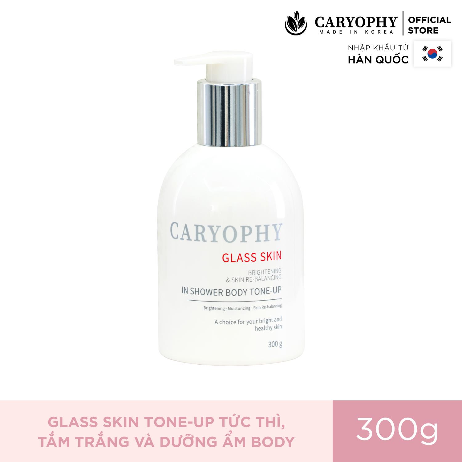 Kem Dưỡng Trắng Da Body Che Khuyết Điểm Caryophy Glass Skin 3In1 Shower Tone Up 300Gr