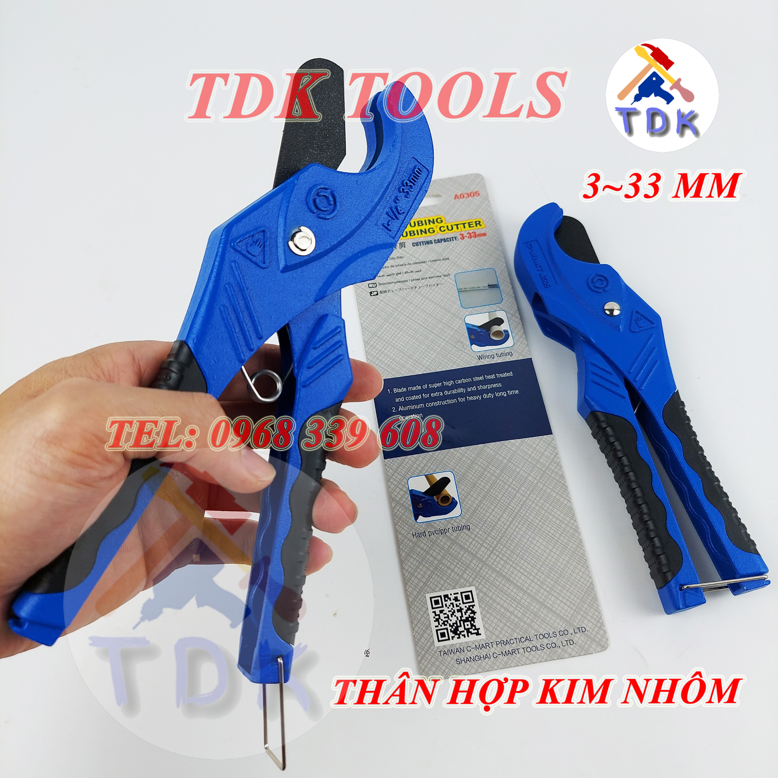 Kéo cắt ống nhựa pvc 3-33mm c-mart a0305, kéo cắt ống điện thân hợp kim nhôm