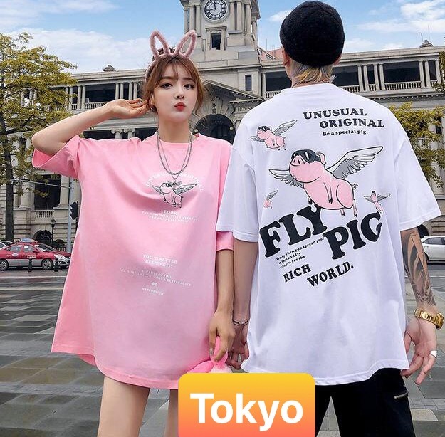 ÁO THUN NAM NỮ UNISEX HEO THIÊN THẦN PHOM FORM RỘNG TAY LỠ THOÁNG MÁT KIỂU NHẬT BẢN MẠNH MẼ SÀNH ĐIỆU VẢI DÀY MỊN - TOKYO FASHION