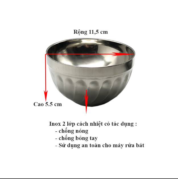 Combo 10 Chén Inox Xoăn 2 Lớp Cách Nhiệt