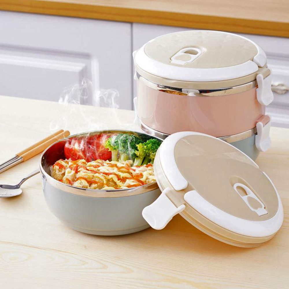 Cặp lồng 2 tầng ruột inox - Cặp lồng cơm lúa mạch ruột inox 2 tầng - Hộp cơm ăn trưa 2 tầng