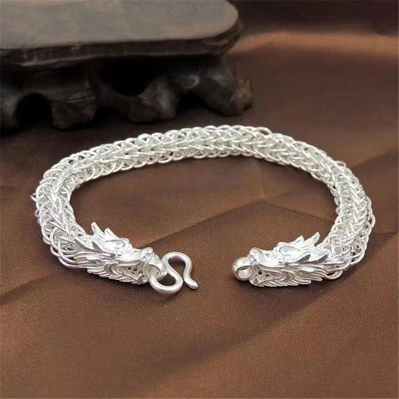Lắc tay nam bạc hình đầu rồng nam tính thời trang lt2daurong07