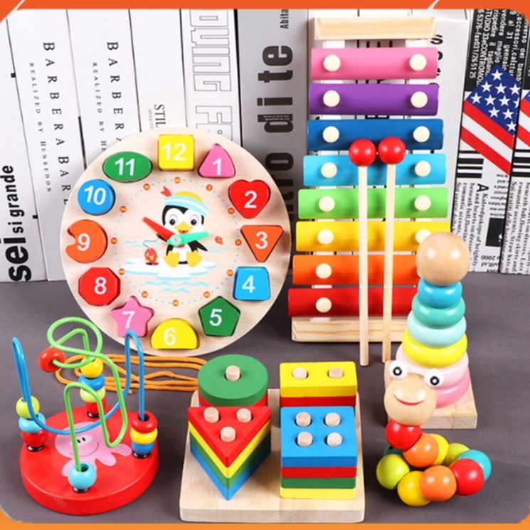 COMBO Đồ chơi gỗ Montessori, Combo 6 món đồ chơi gỗ