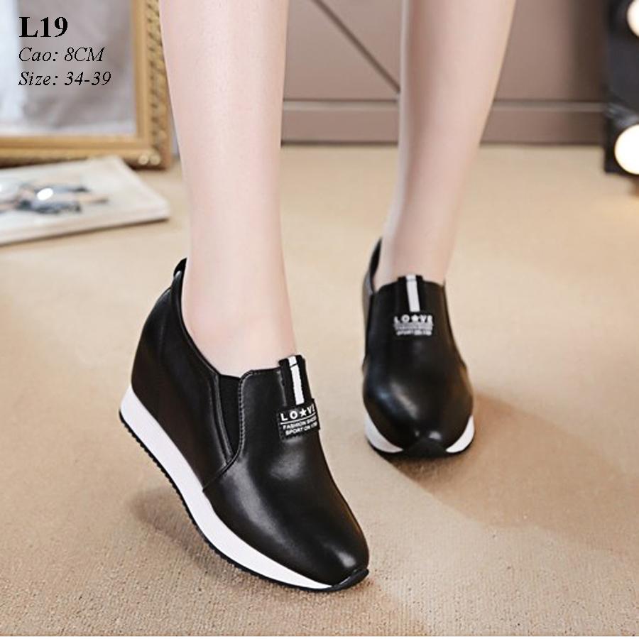 Giày thể thao slipon nữ nâng đế 8cm siêu nhẹ L19 giày độn đế