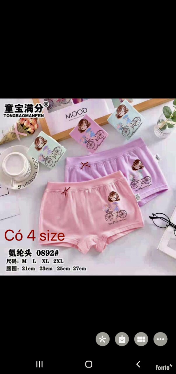 -COMBO 5 QUẦN CHIP ĐÙI BÉ GÁI COTTON IN (18-23kg)
