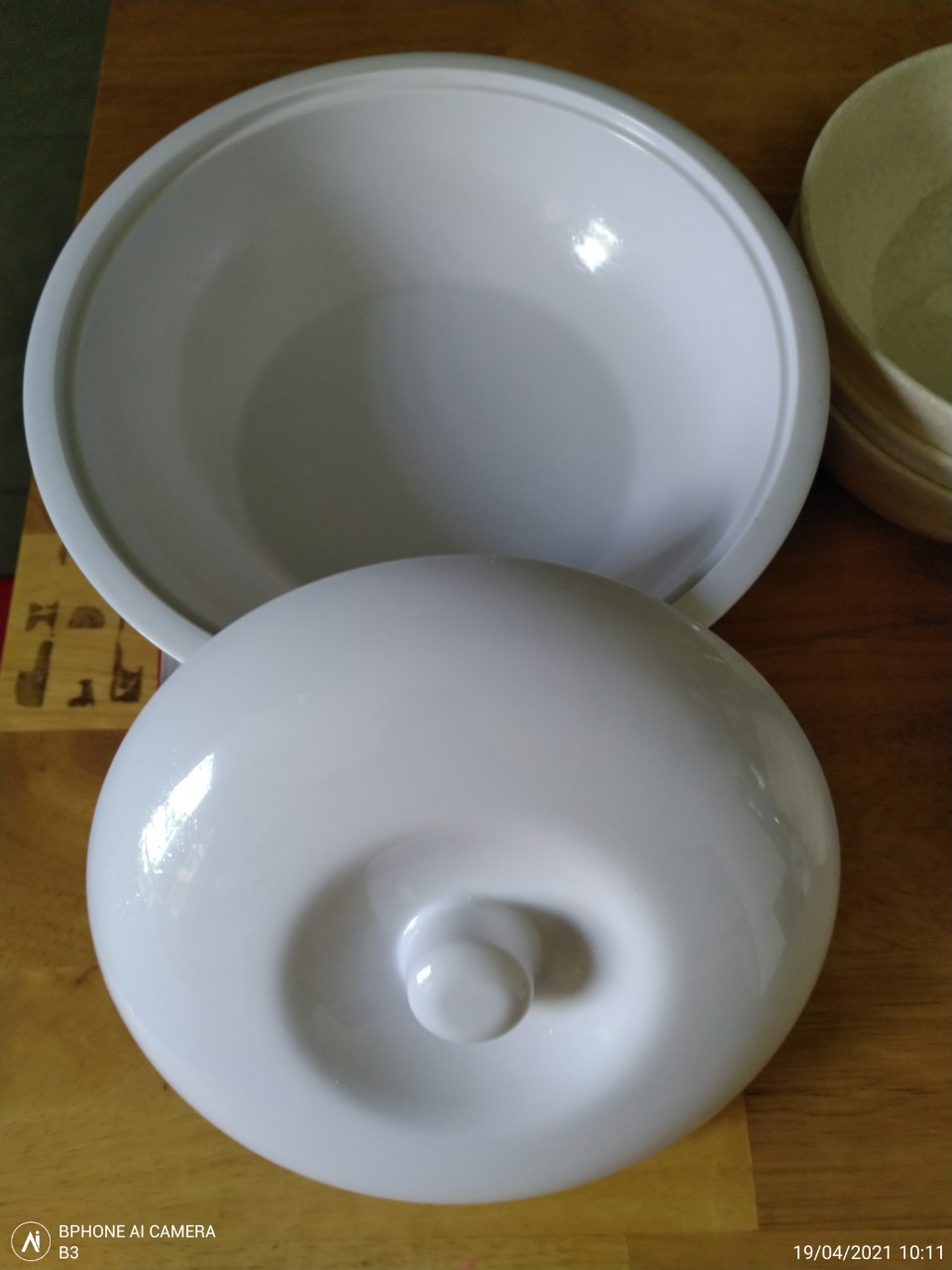 [HCM]Thố cơm có nắp màu trắng chất liệu Melamine - 1 cái