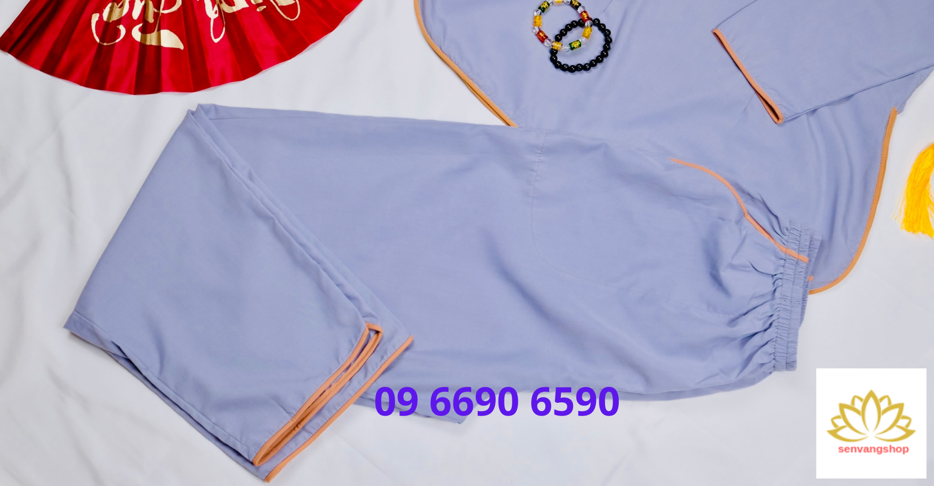Quần áo phật tử - Đồ lam đi chùa nữ - Kiểu sẩm hoa sen