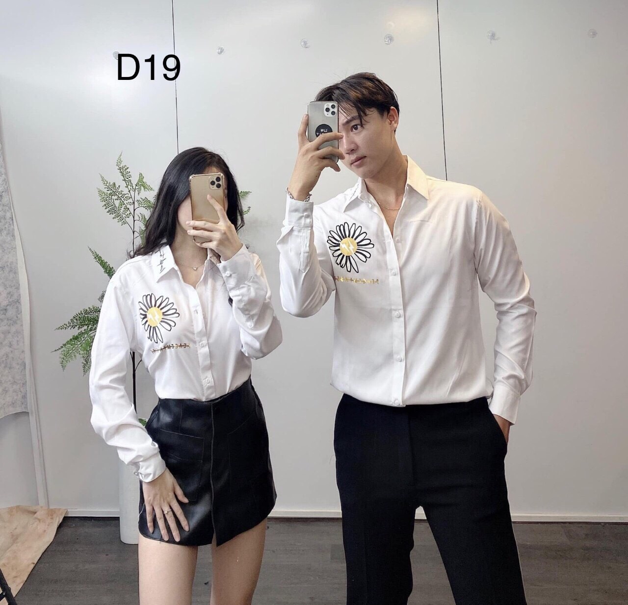 Áo Sơ Mi Lụa Cặp Nam Nữ Họa Tiết Thời Trang Cao Cấp AOC8