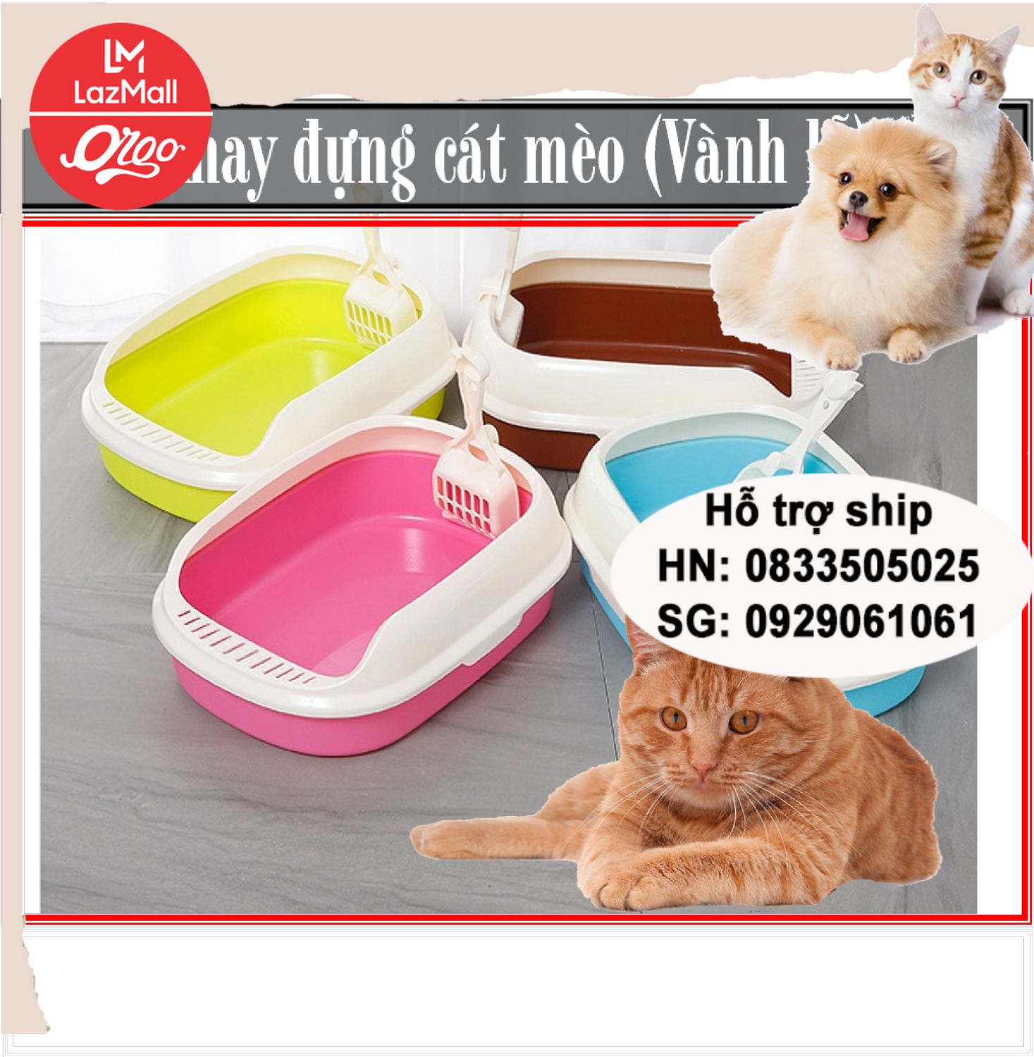 Orgo - Khay vệ sinh cho mèo - Khay vành lỗ Khay đựng cát vệ sinh mèo nhà vệ sinh mèo