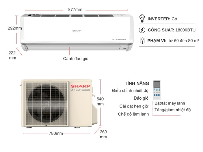[Trả góp 0%] Điều hoà Sharp J-Tech Inverter 2 HP AH-X18ZEW Mới 2023 (Giá áp dụng giao tại HN, HCM& các tỉnh liên hệ shop)