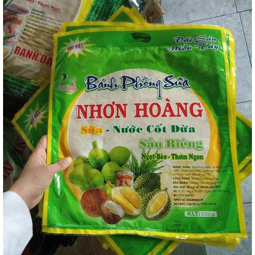 Combo 2 gói bánh phồng sữa sầu riêng nhơn hoàng - gói 220gr