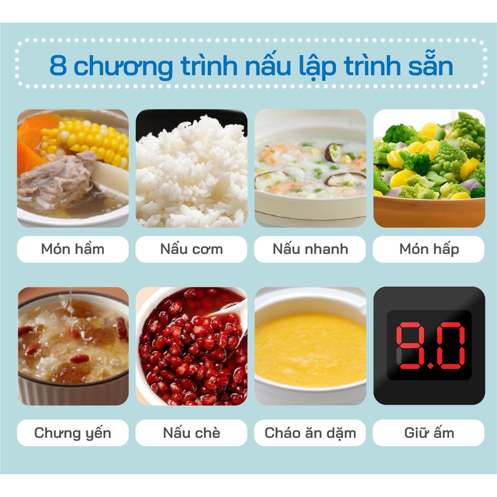 Nồi Hầm Chậm Cách Thủy 2GOOD A300 3.1 Lit ( Niêu gốm 16L + Lồng hấp 15L)