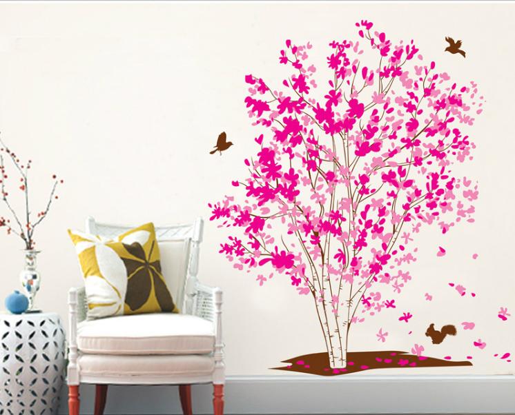 Decal trang trí Cây Hồng cánh sen