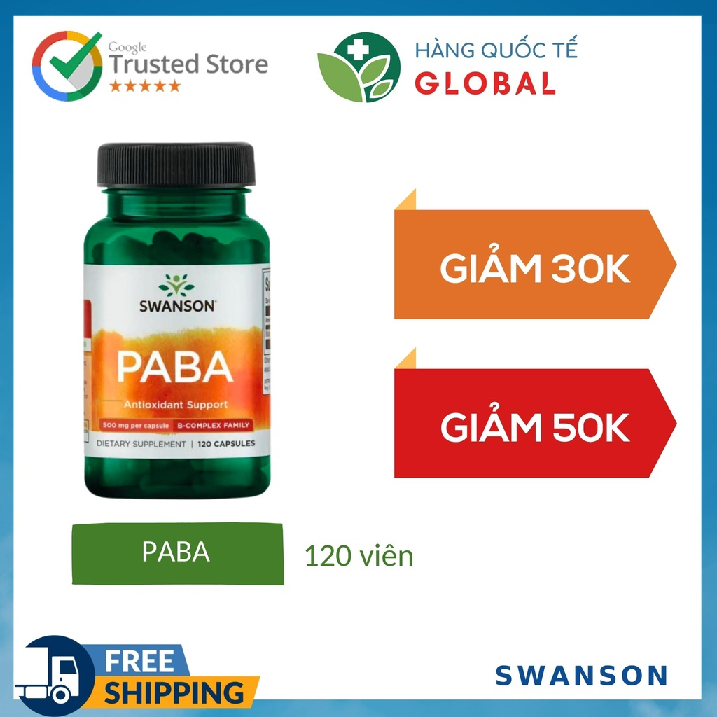 [Hàng Quốc Tế] SWANSON PABA, 120 viên, Hỗ trợ chống oxy hóa