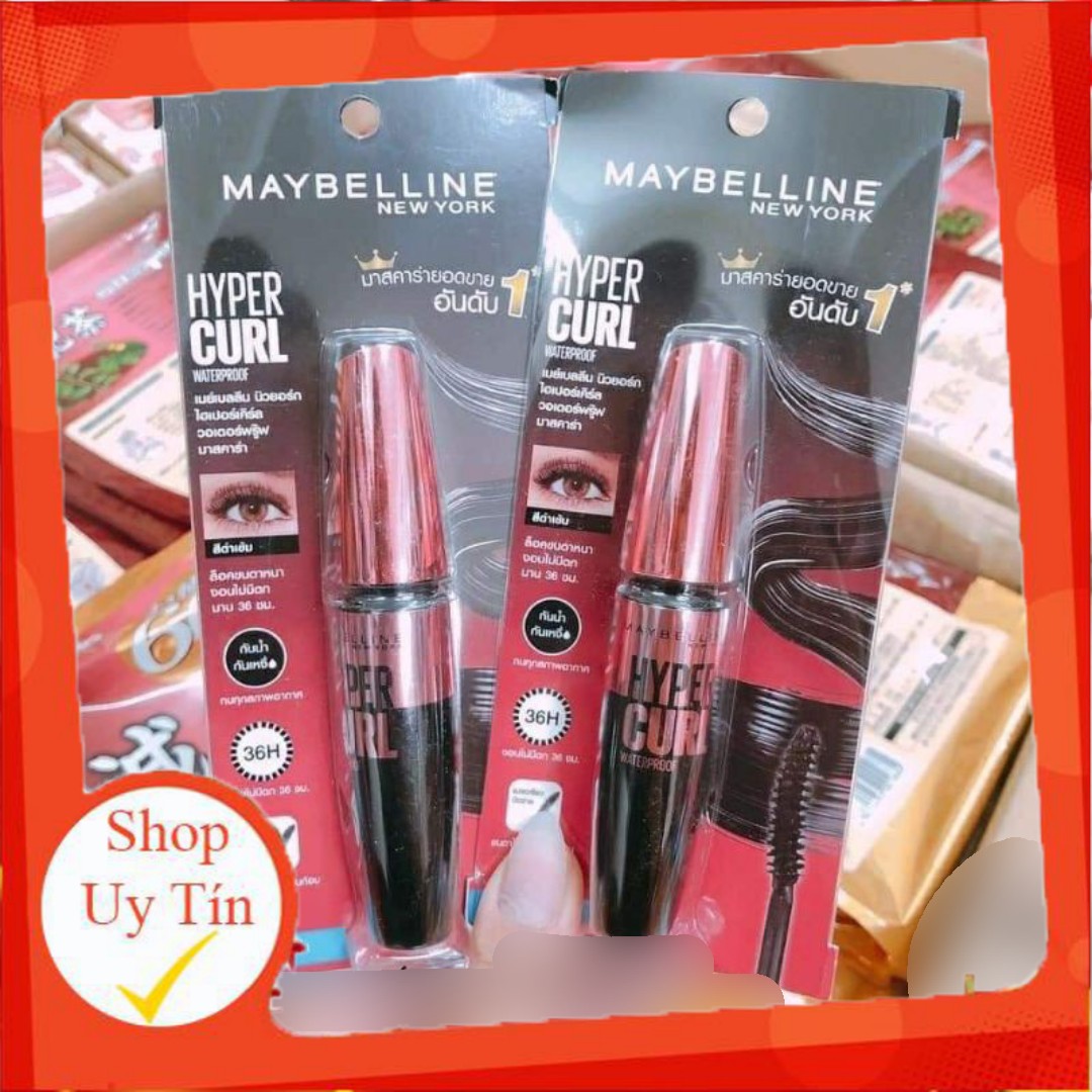 Mascara maybelline hyper curl thái lan làm dày cong và dài mi , ko lem trôi suốt 36h