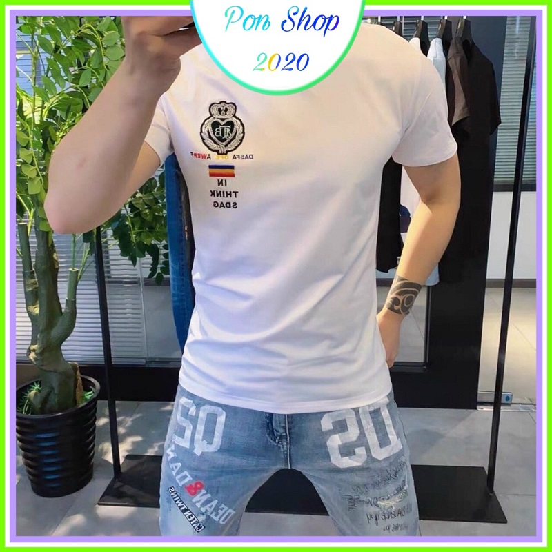 Áo thun nam, áo thun nam cổ tròn cao cấp kiểu mới 2021 ponshop2020 ct11