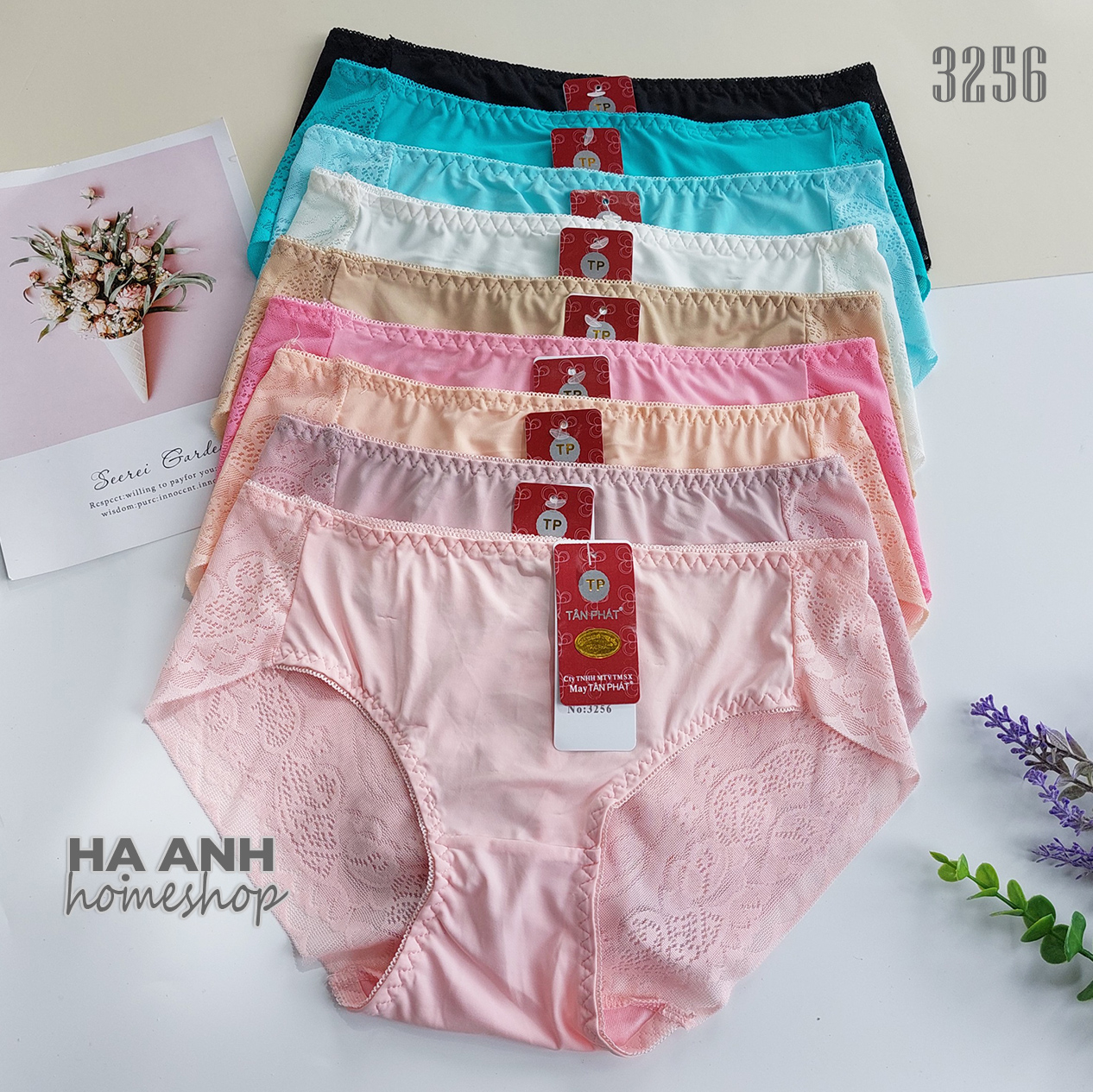 Quần lót nữ 3256 (45-56kg) - Thun phối ren đẹp mát