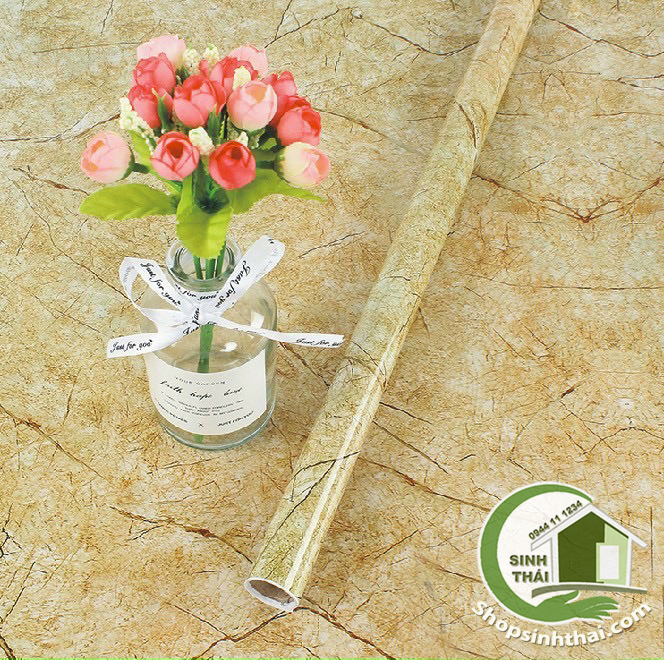 [HCM]Cuộn giấy decal giả đá hoa cương dán bếp - màu nâu - [ 3 mét x khổ 60cm ] - giấy tráng nhôm cách nhiệt dán tủ dán bàn