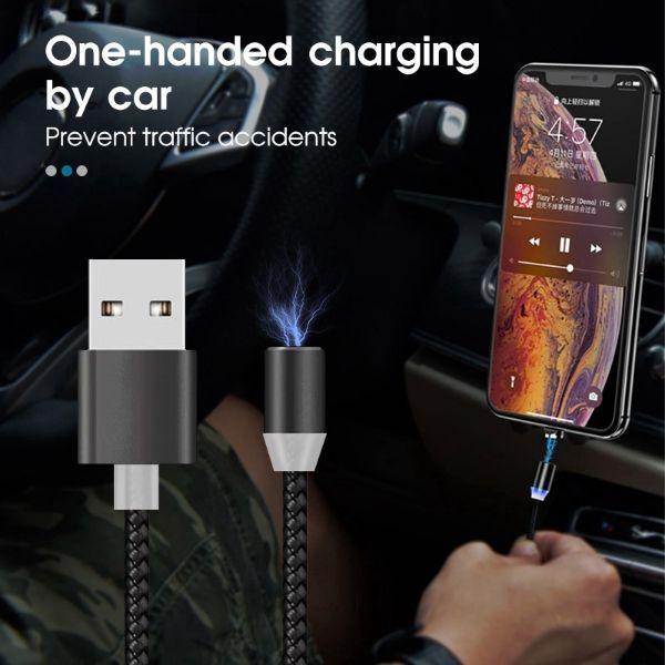 Cáp sạc nam châm 2M và 3 đầu nam châm (Type-C Android Iphone)