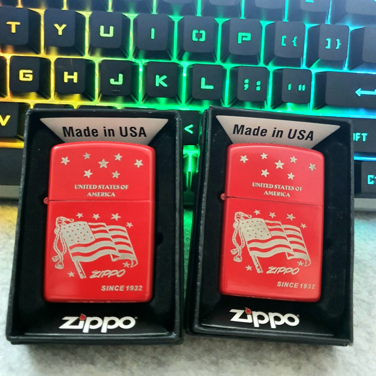 Z.P. American Flag Shape (Comes with a Genuine Wick Stone Combo)