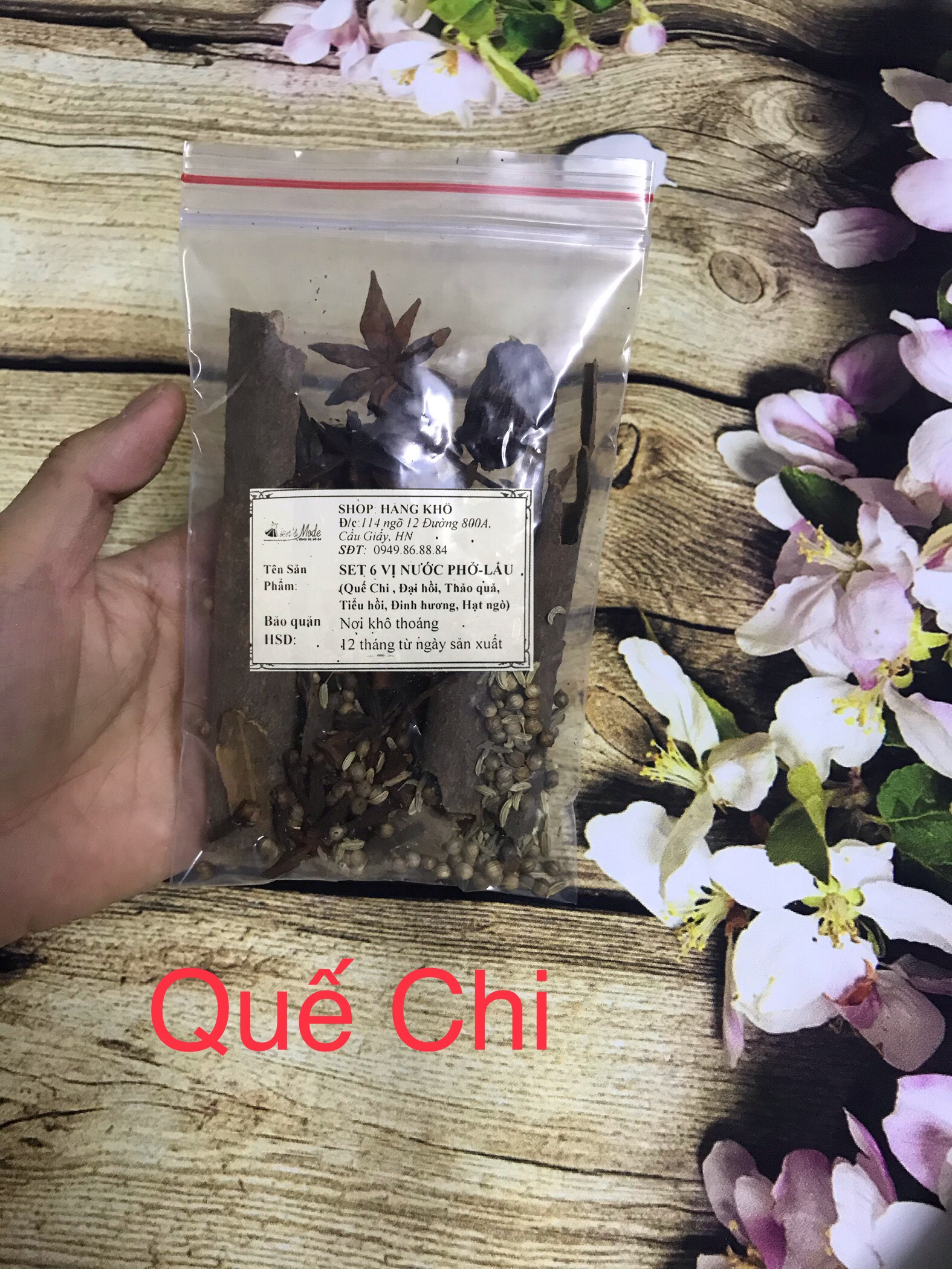 Set 6 vị nước Phở, Lẩu quế còn vỏ 65gr (tặng túi lọc)