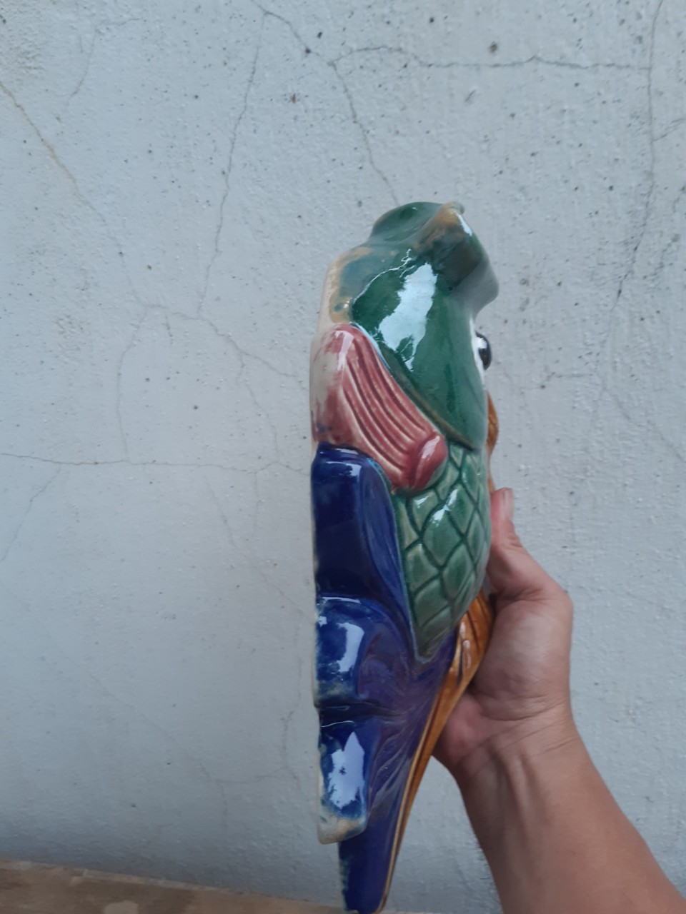 Chậu gốm treo tường cá rô phi 2 con