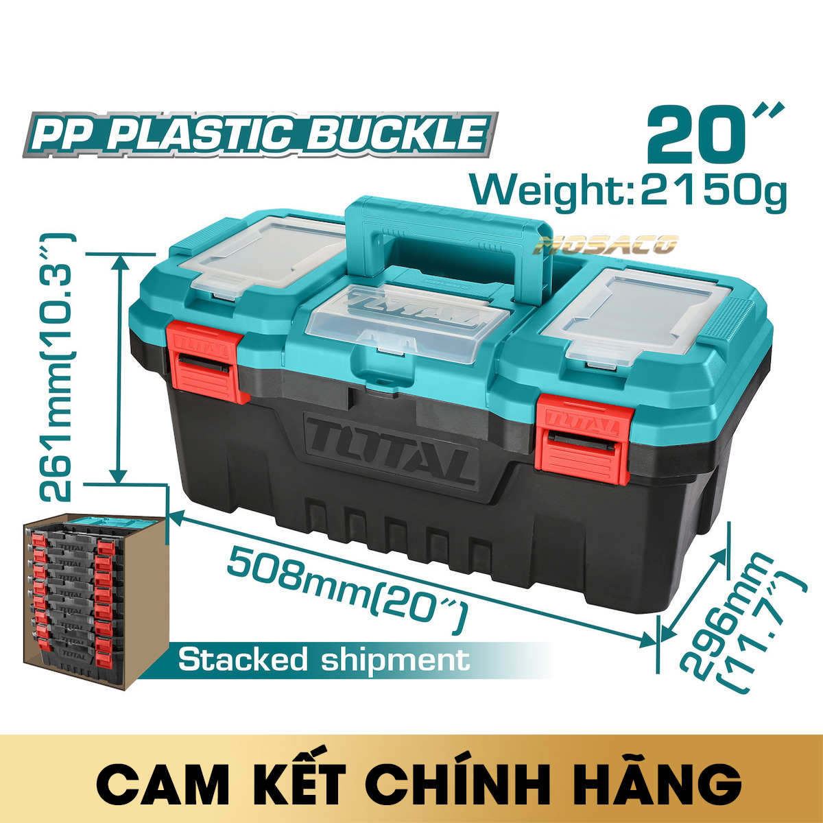 Box plastic tool total TPBX0201 20 inch wrench plastic. Containers for Đồ Craft type large plastic material pp max load 20kg hand grip strength high containing 1 tray plastic long life warranty 6 months, carefully packed-mosaco