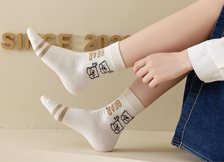 Set 5 Đôi Tất Vớ Nữ Cao Cổ Gấu Bear SS2