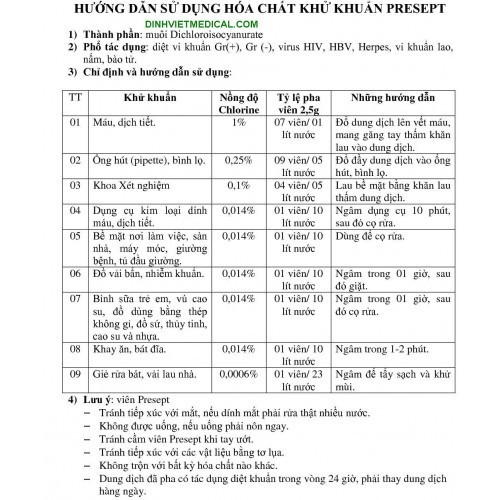 Viên Khử Khuẩn Presept 2,5G