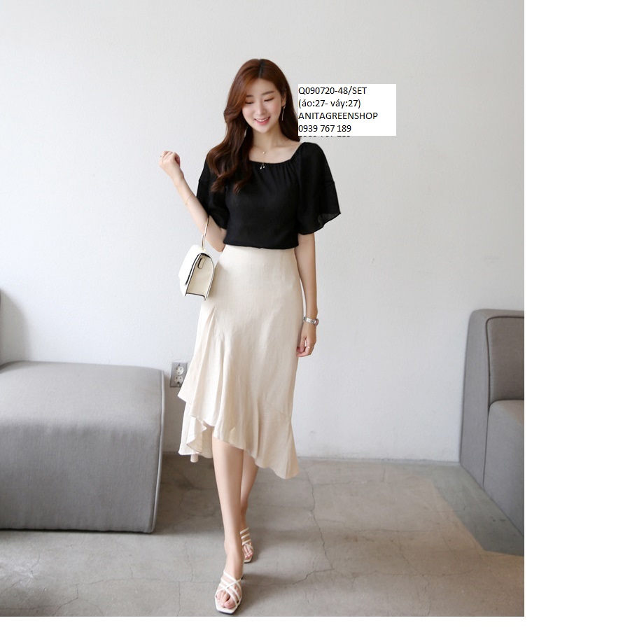 Q090720  SET ÁO VOAN PHỐI CHÂN VÁY