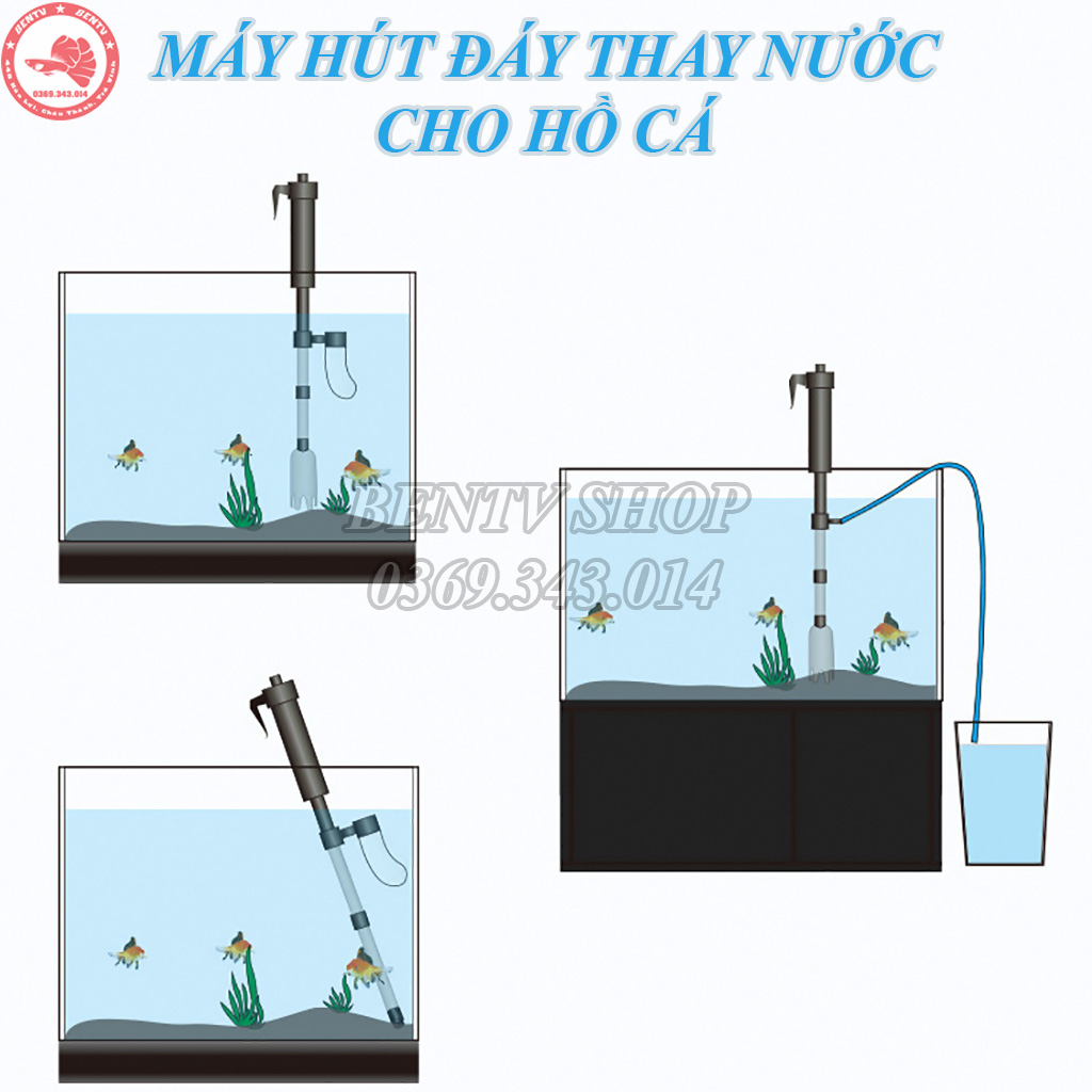 Máy Hút Cặn Phân Chạy Điện Hoặc Pin Cho Bể Cá