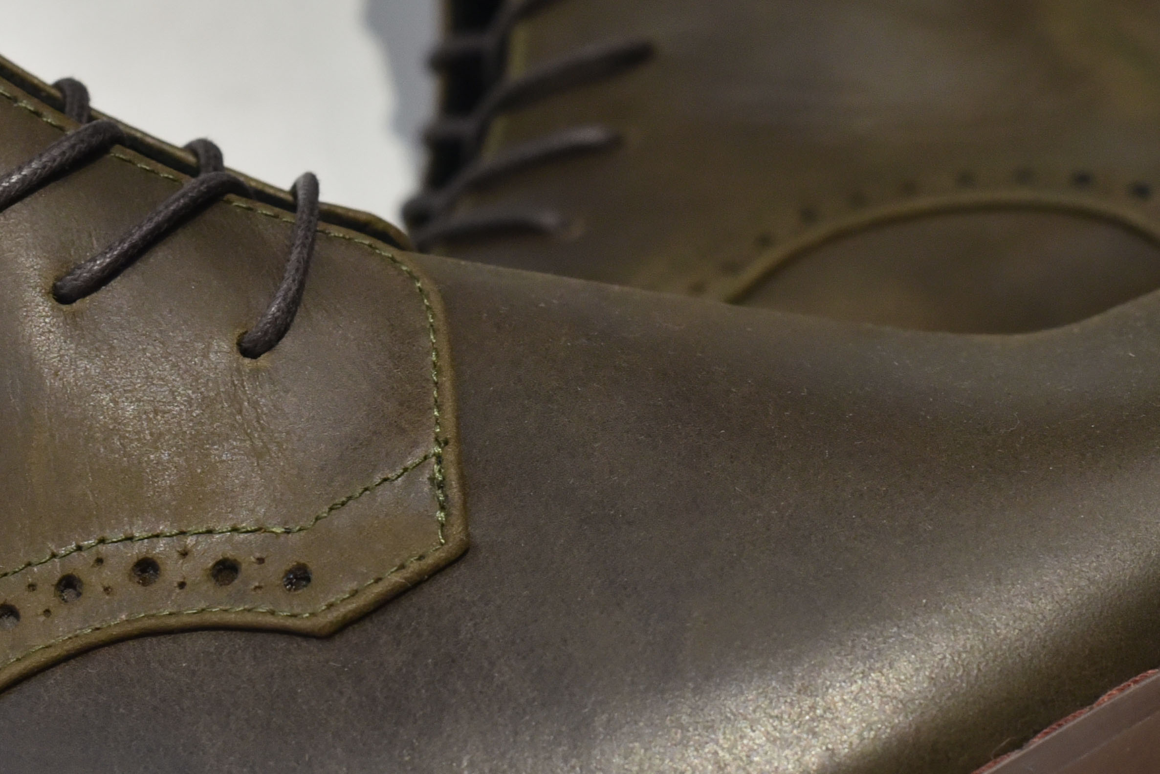 [TATHANIUM Footwear] Giày zip boot cột dây màu xanh rêu da bò pullup