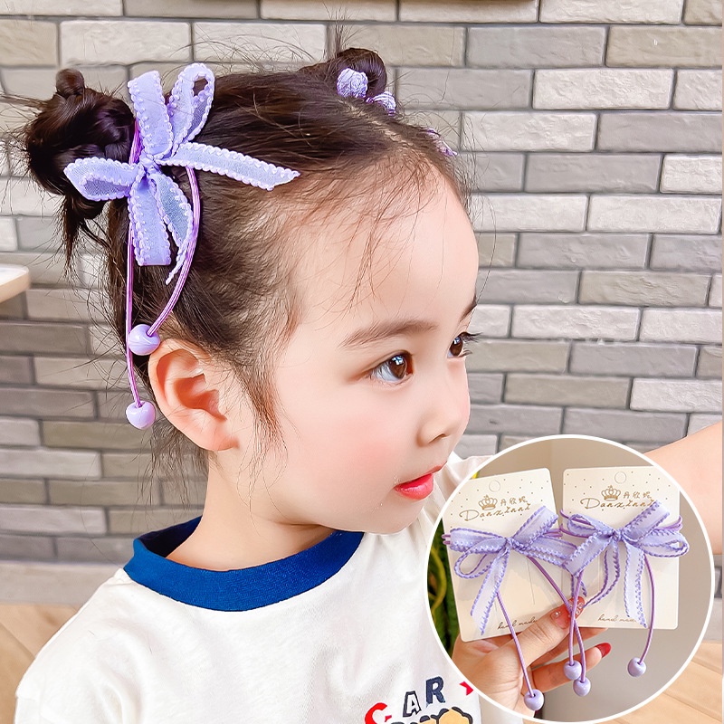 🌺 Set 2 Dây cột tóc đính nơ dễ thương cho bé gái