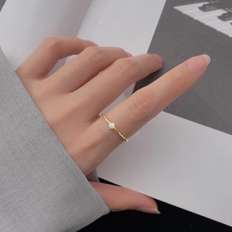 Nhẫn bạc nữ basic, nhẫn bạc 925 đính đá nhỏ đẹp đơn giản DUYSON SILVER [NKX13]