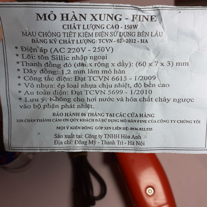 Mỏ Hàn Xung 220V-100W ( Tặng 01 thiếc OK 100g